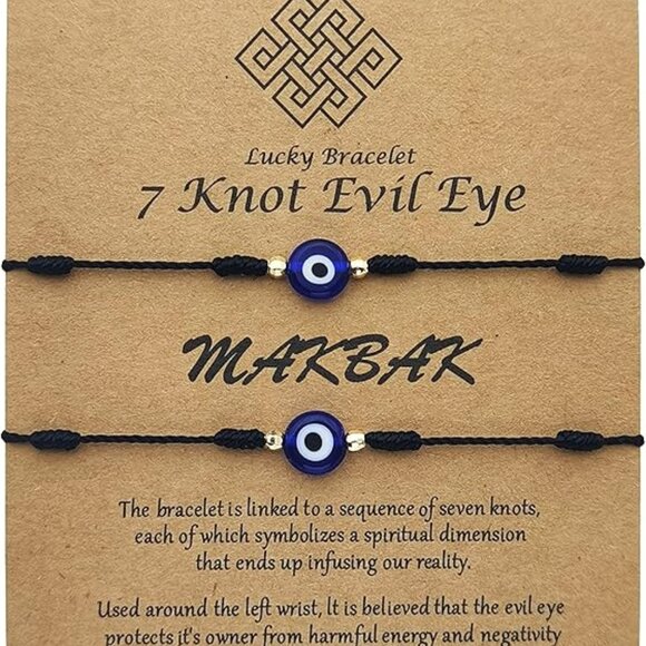 Evil Eye 7 Knot Lucky Bracelets for Women Men Adjustable Lucky Amulet - Picture 1 of 6